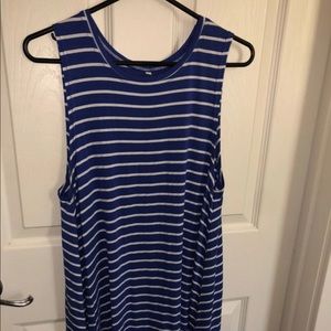 blue and White striped T-shirt dress